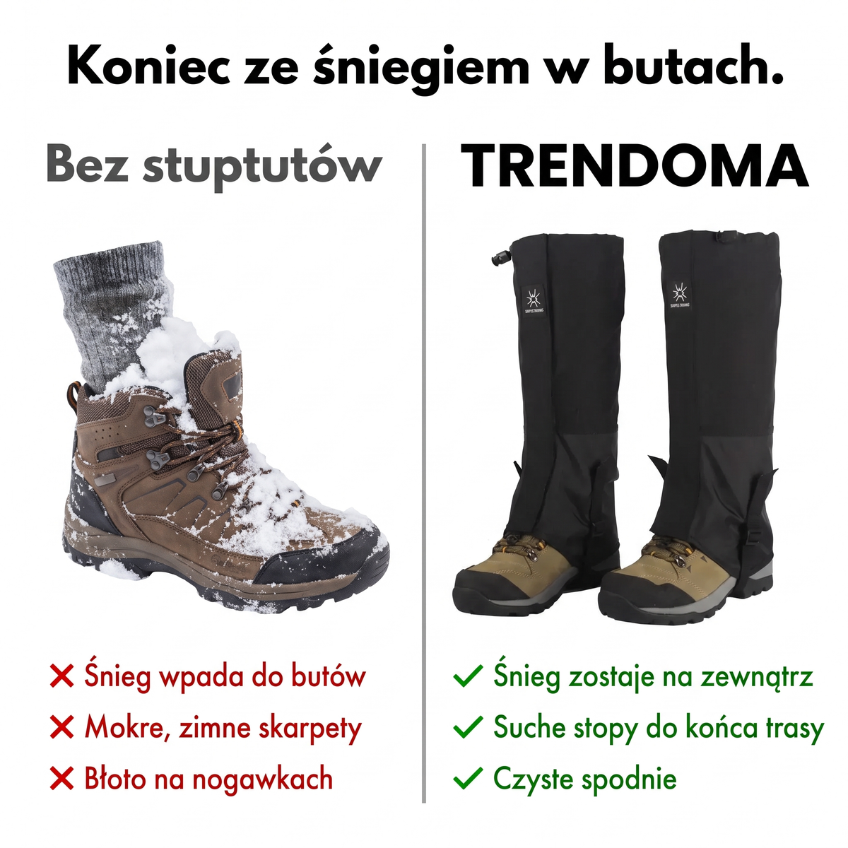 Bez stuptutów i ze stuptutami - porównanie
