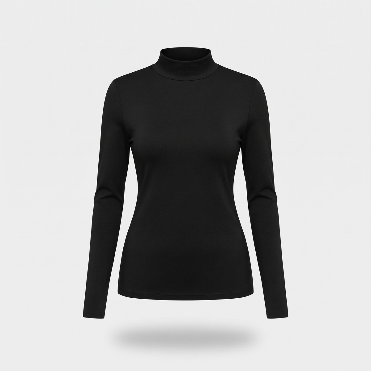 Women's thermal top in black with high neck and long sleeves