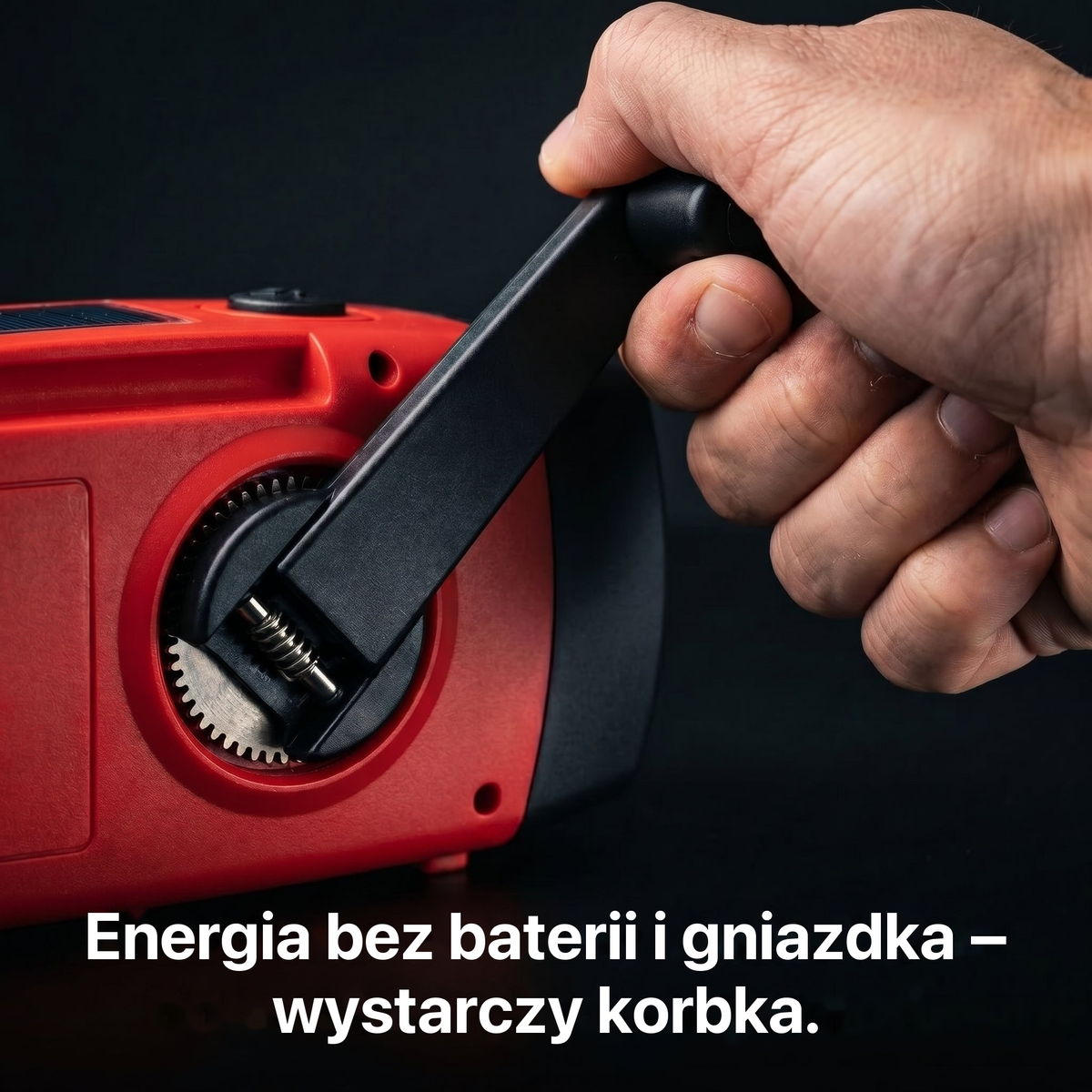 Ładowanie radia awaryjnego korbką – bez baterii i gniazdka