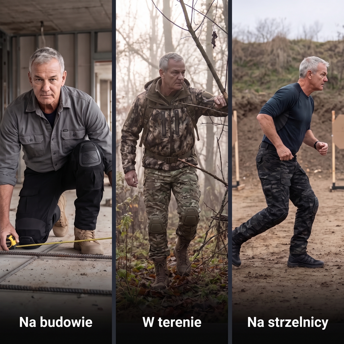 Spodnie bojówki męskie na budowie, w terenie i na strzelnicy