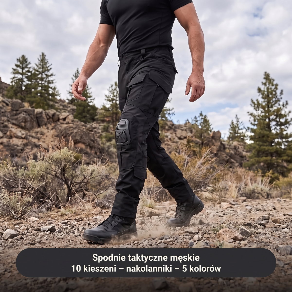 Spodnie taktyczne męskie w terenie – 10 kieszeni, nakolanniki, 5 kolorów