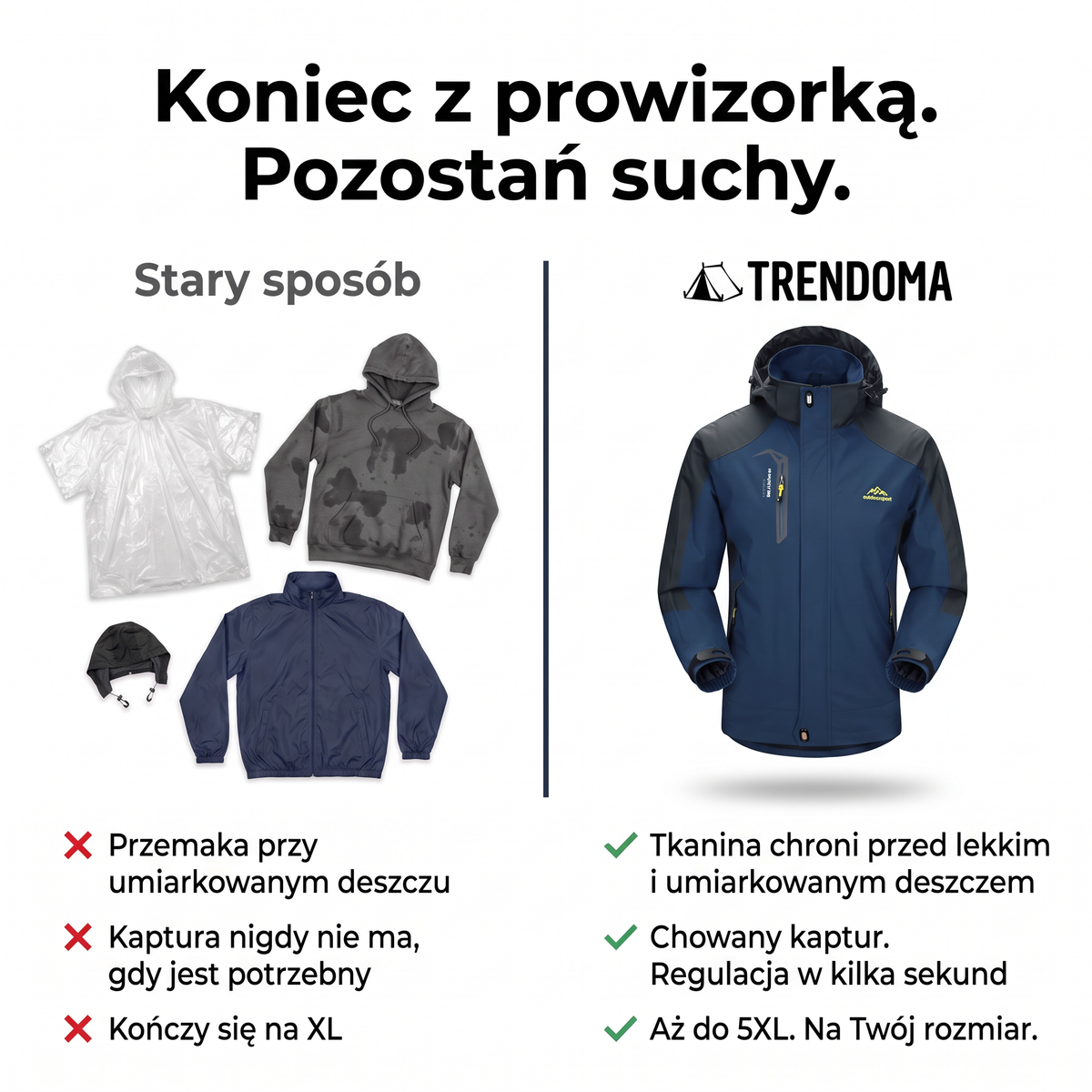 Kurtka przeciwdeszczowa męska zamiast peleryny i bluzy – porównanie