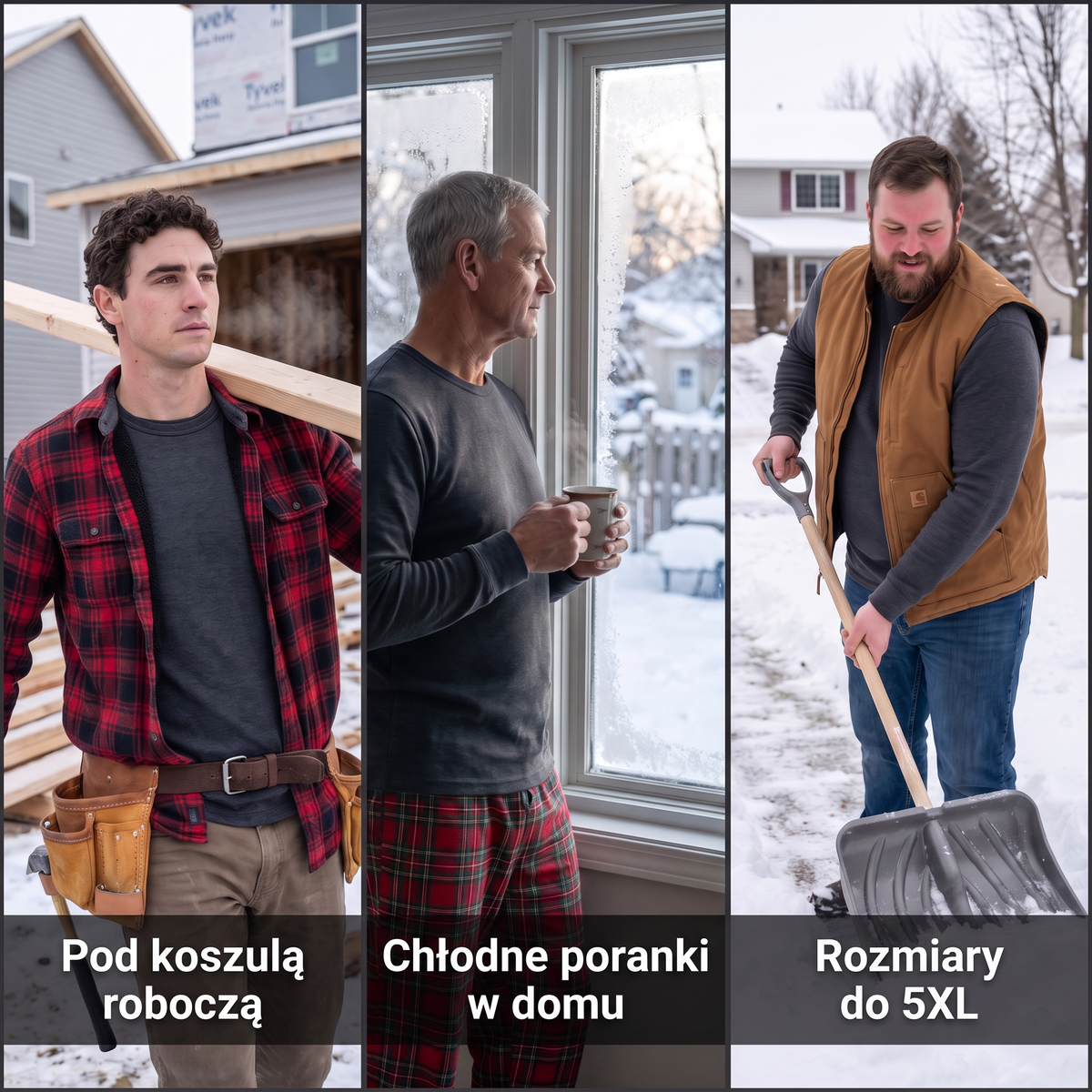 Koszulka termoaktywna męska pod koszulą roboczą, w domu i przy odśnieżaniu