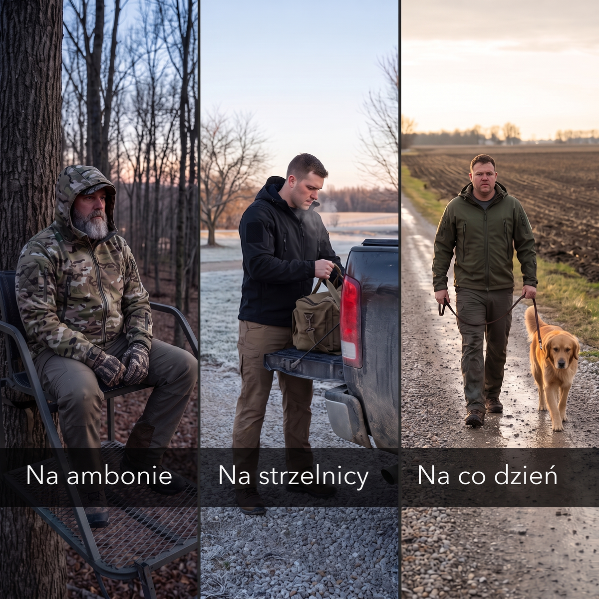 Kurtka softshell moro na ambonie, na strzelnicy i na co dzień