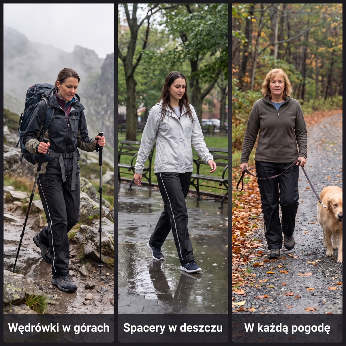 Spodnie przeciwdeszczowe damskie – w górach, na spacerze, w każdą pogodę