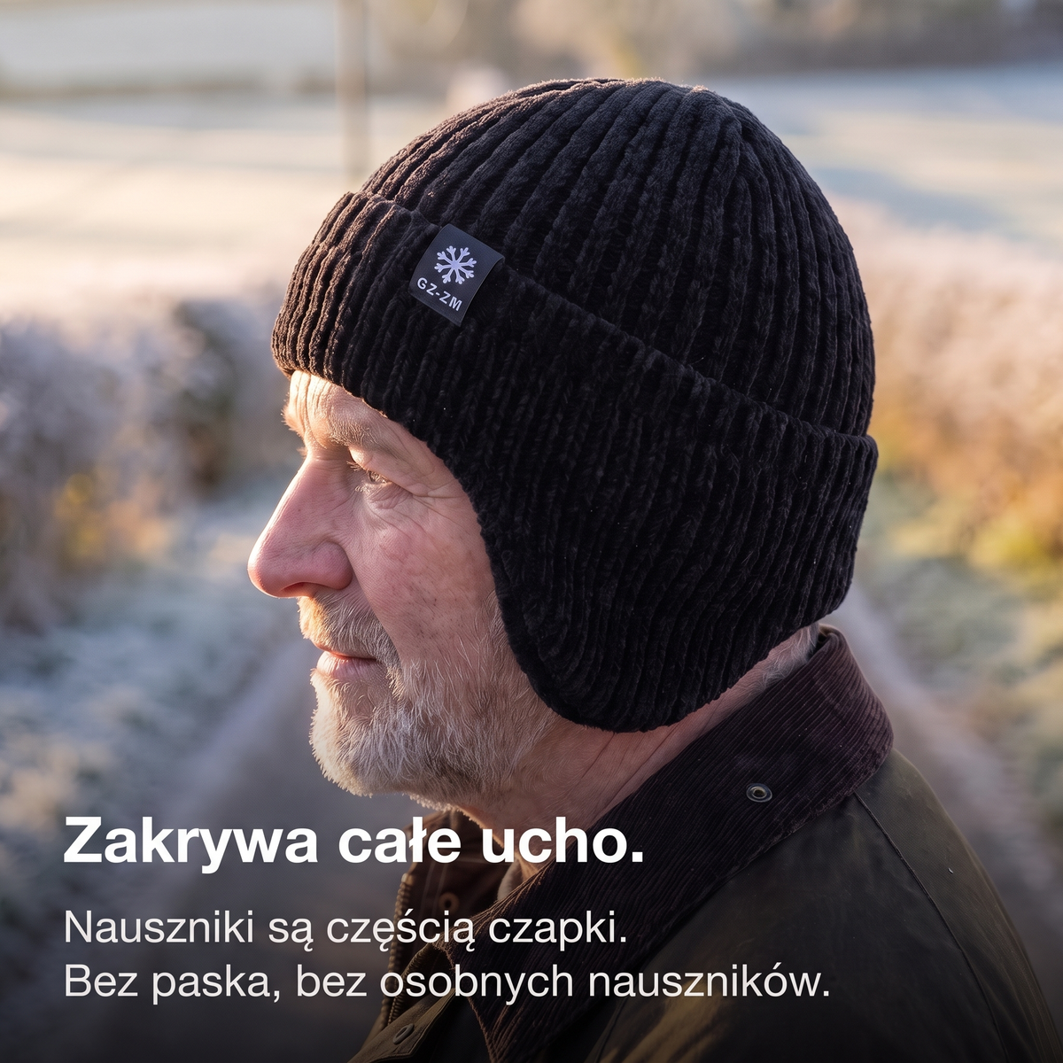 Czapka zimowa męska z nausznikami – zakrywa całe ucho
