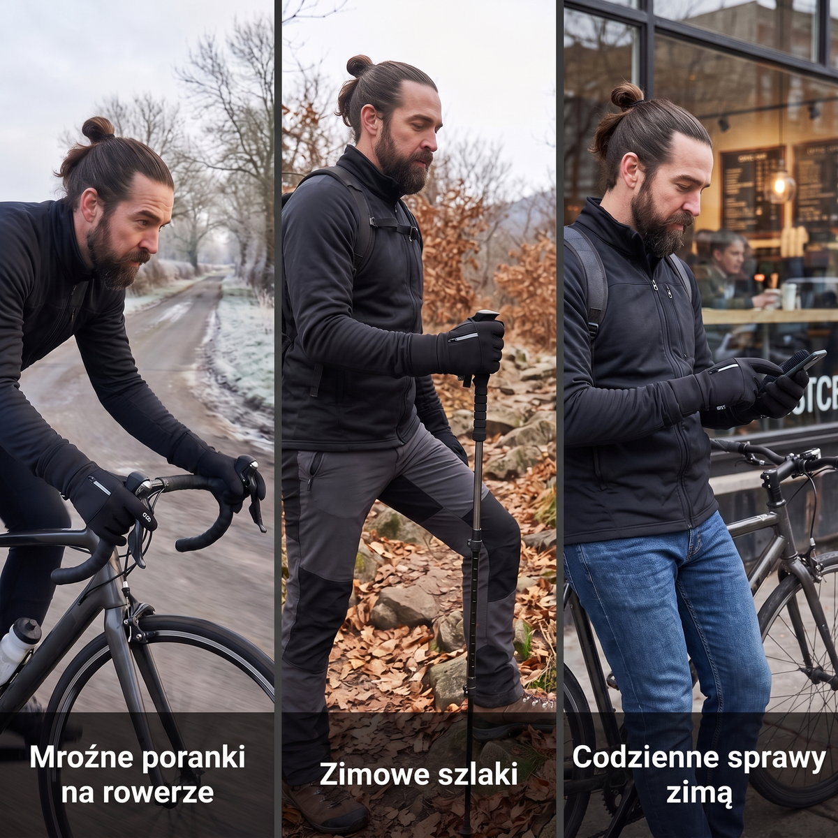 Rękawiczki zimowe dotykowe na rower, szlak i codzienne sprawy