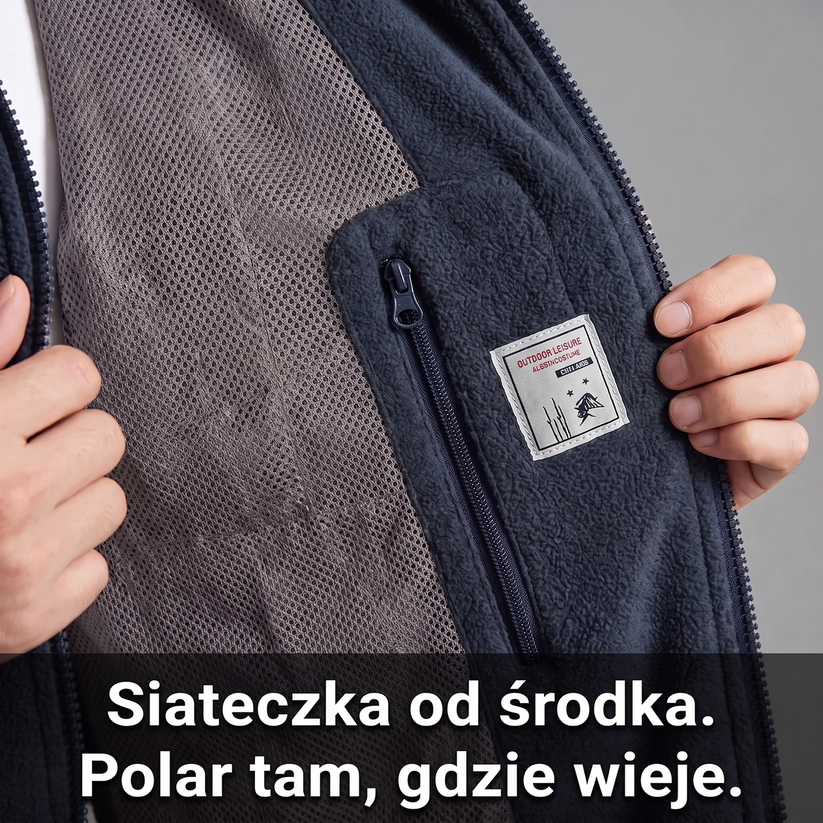 Kamizelka polarowa męska – podszewka z siateczki i kieszeń wewnętrzna na zamek