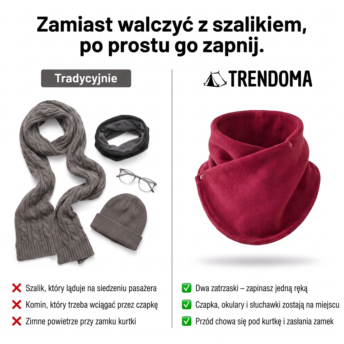 Komin zapinany na zatrzaski vs zwykły szalik i komin – porównanie