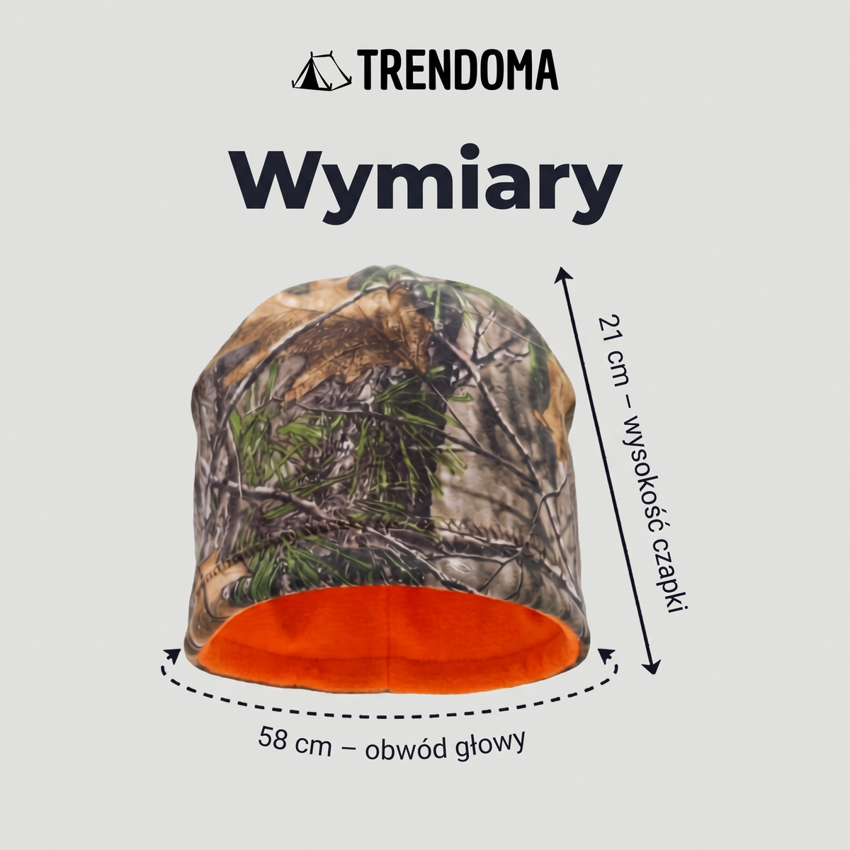 Czapka zimowa męska dwustronna – wymiary: wysokość 21 cm, obwód głowy 58 cm