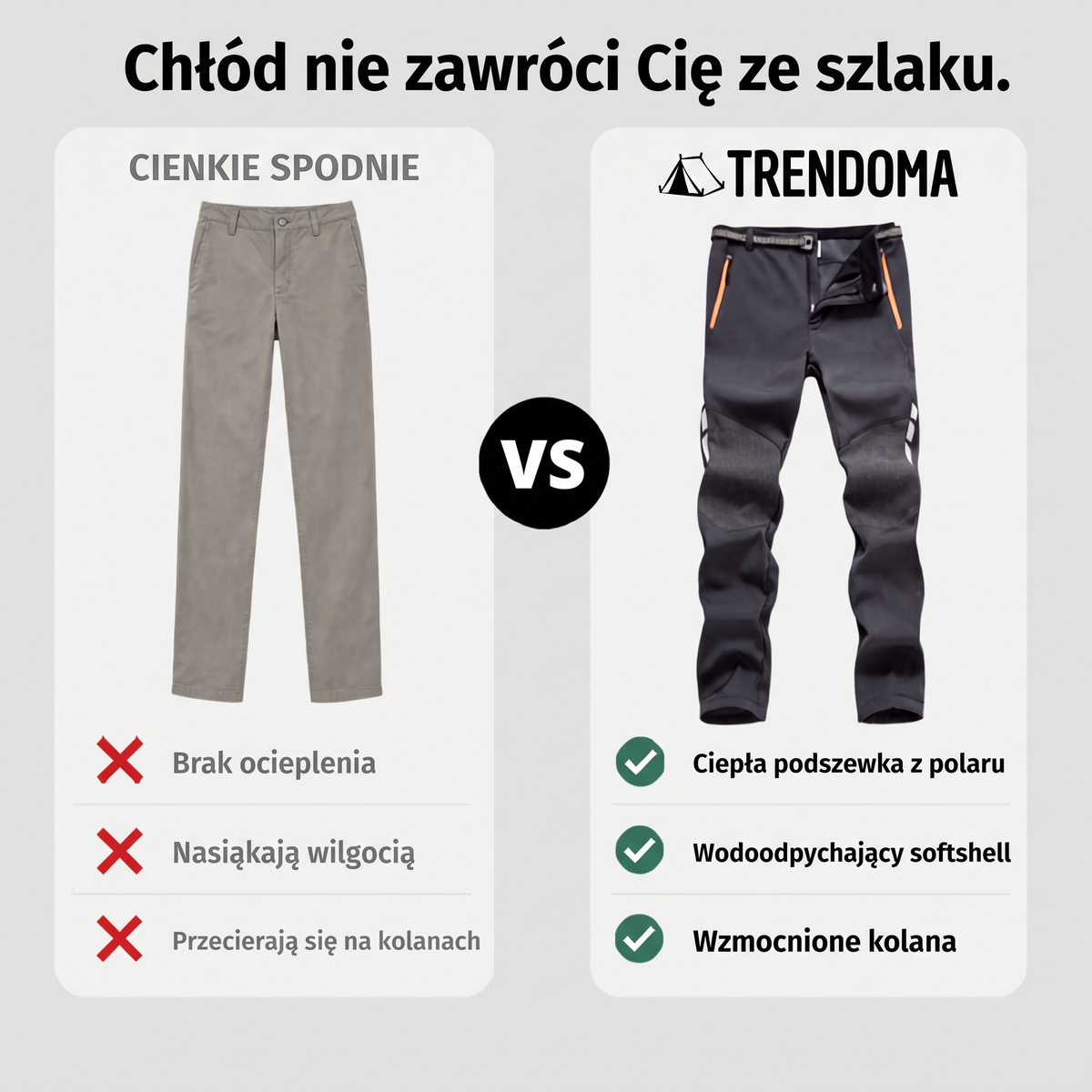 Porównanie: cienkie spodnie a ocieplane spodnie softshell z polarem