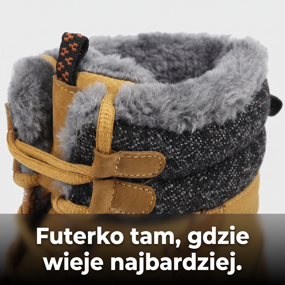 Futerko i dzianinowy mankiet śniegowców męskich