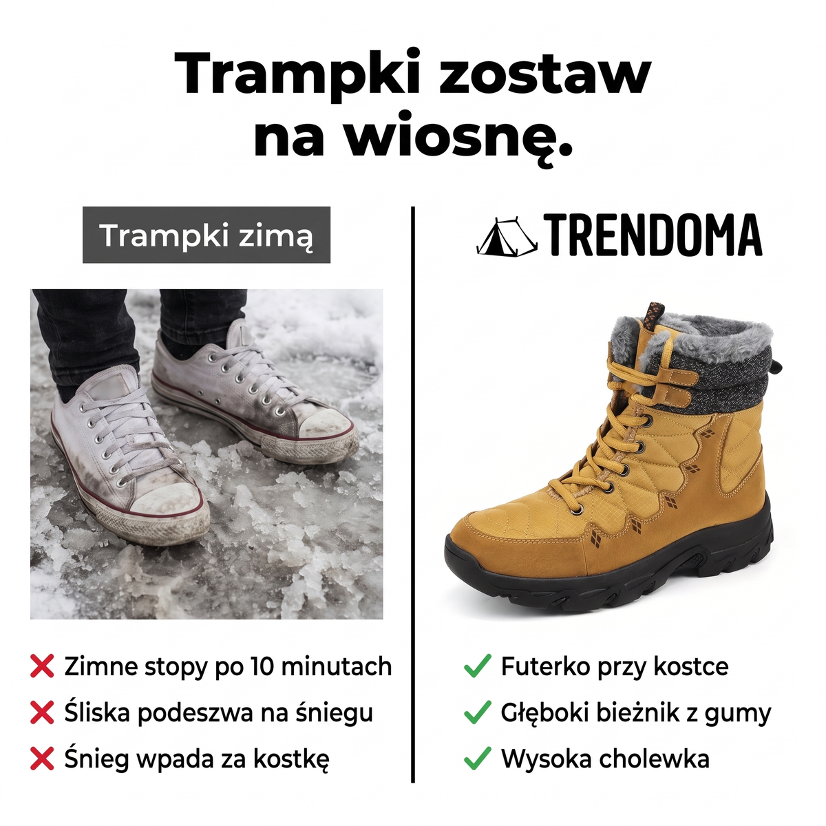 Trampki zimą a śniegowce męskie – porównanie
