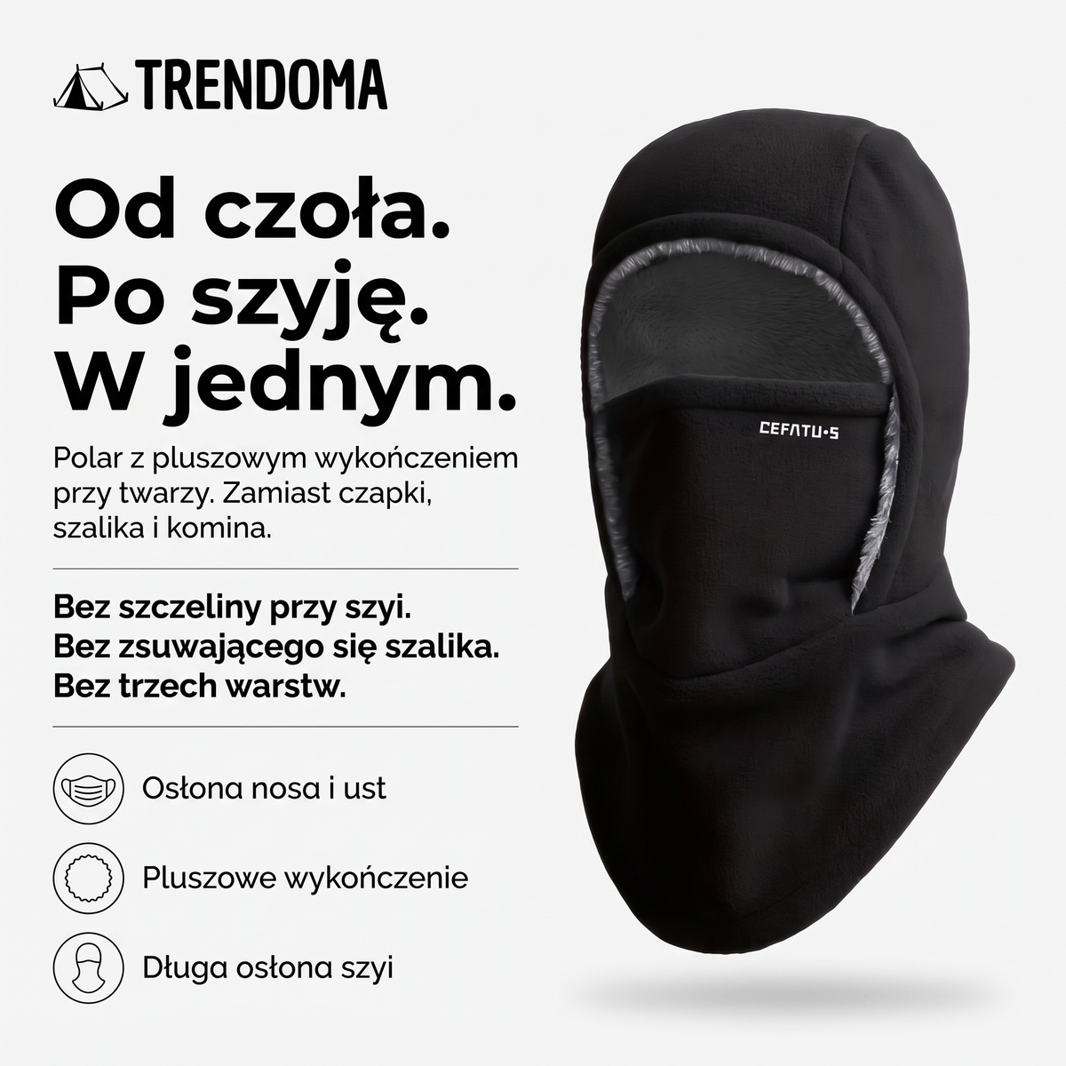 Balaclava zimowa – od czoła po szyję w jednym