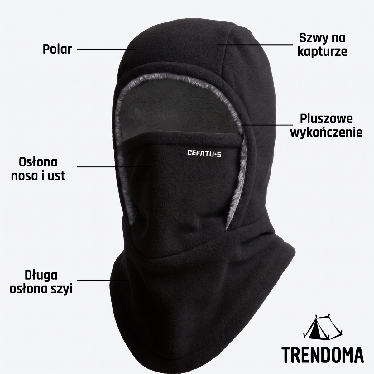 Budowa kominiarki – polar, szwy, plusz, osłona nosa i ust, osłona szyi