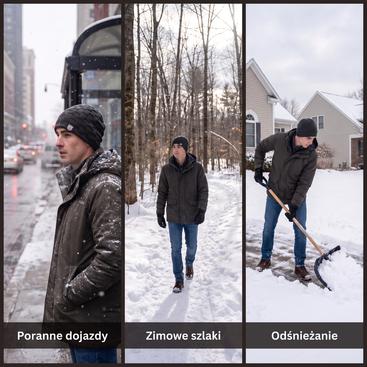 Czapka beanie męska na dojazdy, zimowe szlaki i odśnieżanie