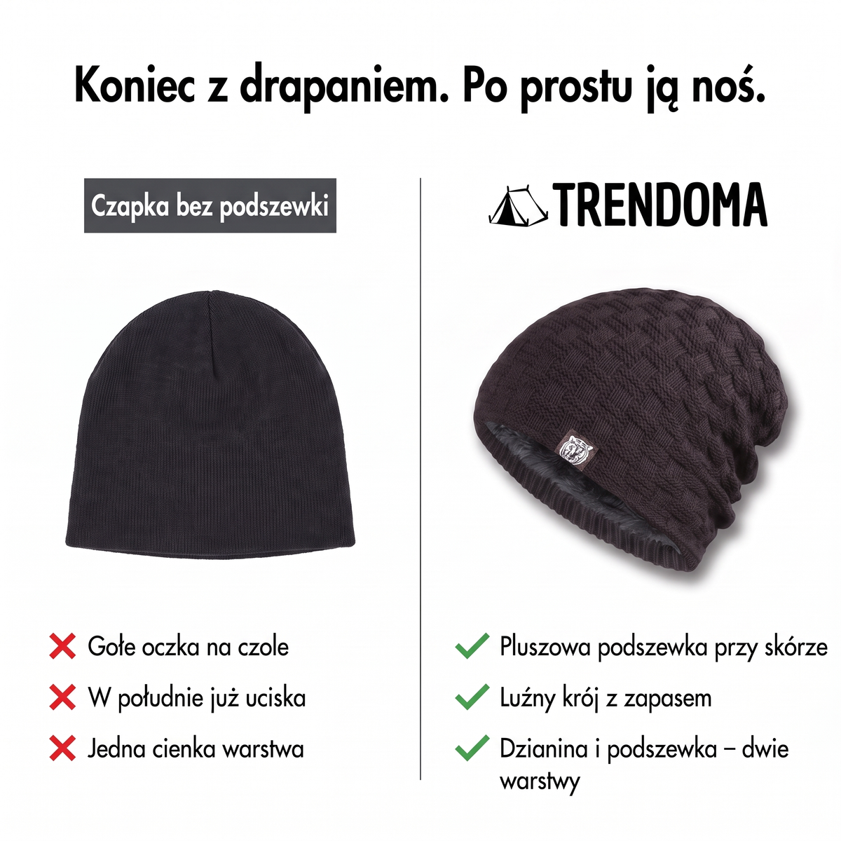 Czapka beanie z polarem a czapka bez podszewki – porównanie