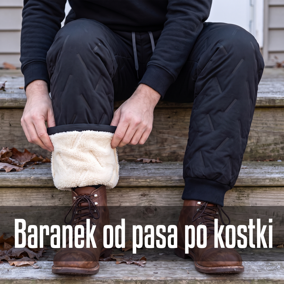 Joggery męskie ocieplane barankiem – miękka podszewka na całej długości nogawki