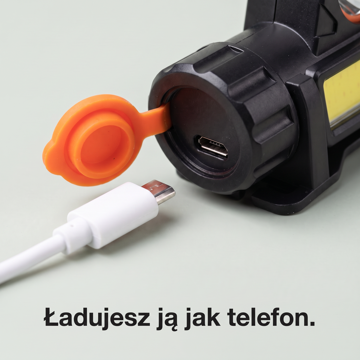 Ładowanie latarki czołowej przez USB