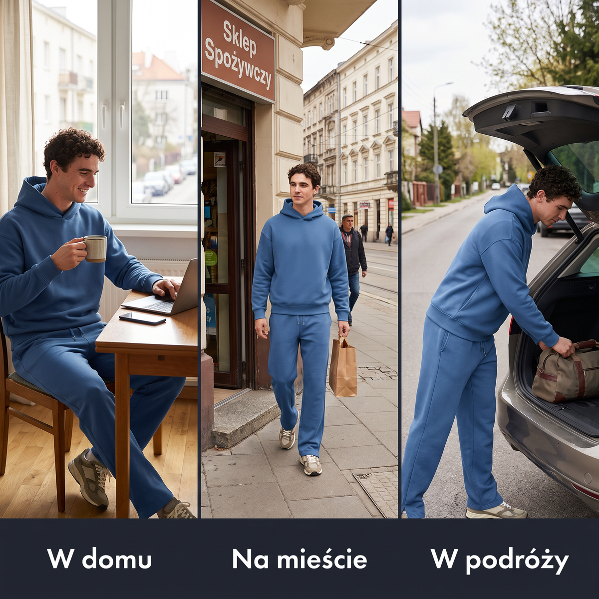 Dres męski komplet w domu na mieście i w podróży